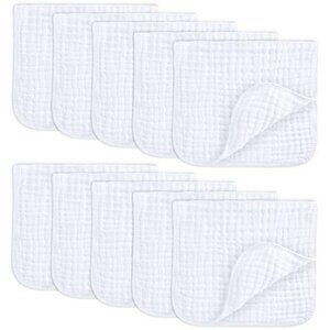 Comfy Cubs Muslin Baby Burp Cloths Pack 10 Large 6 Layer Soft Cotton White